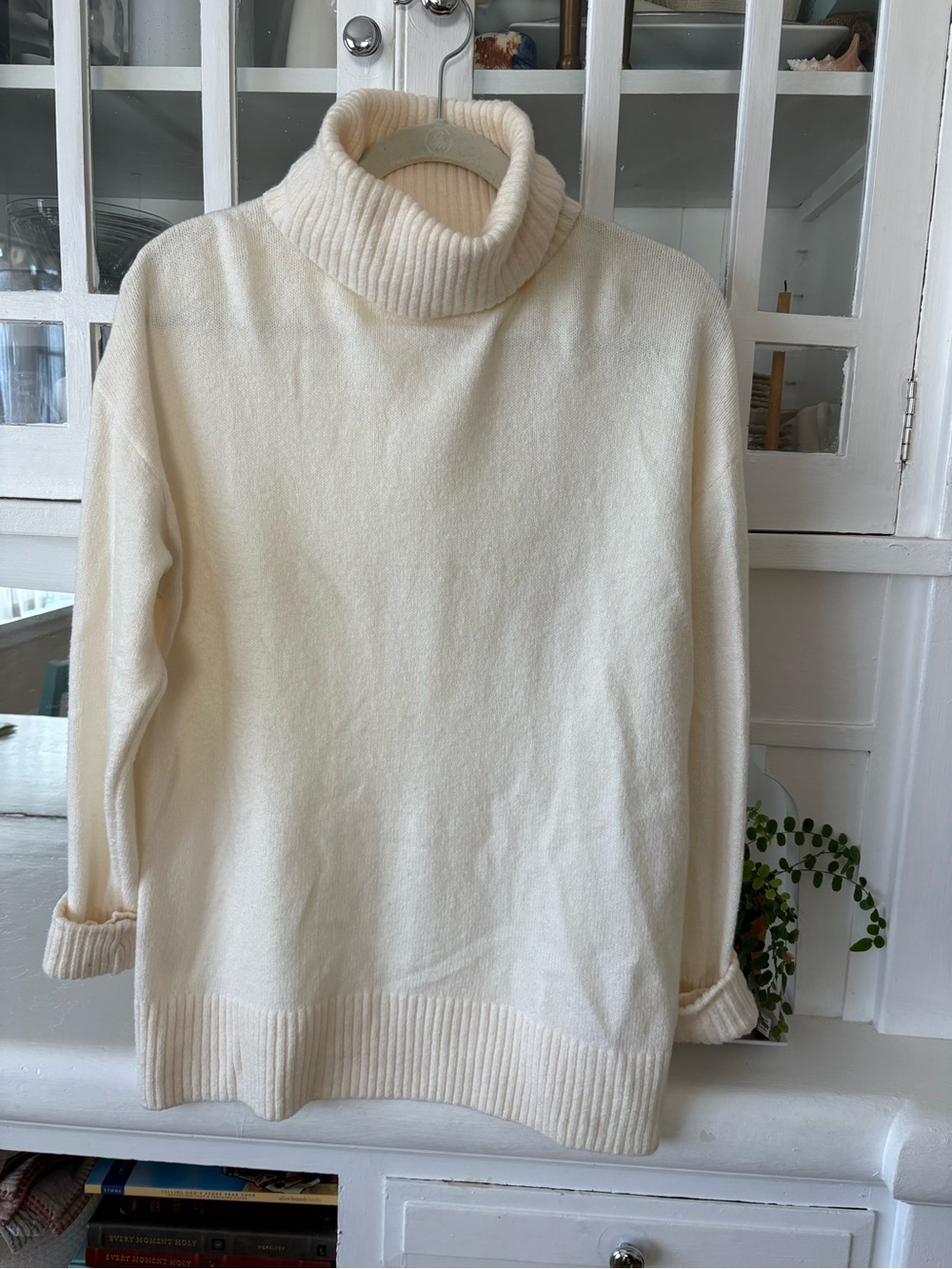 Old Navy SoSoft Cream Turtleneck Tunic Sweater - Rib Trim
